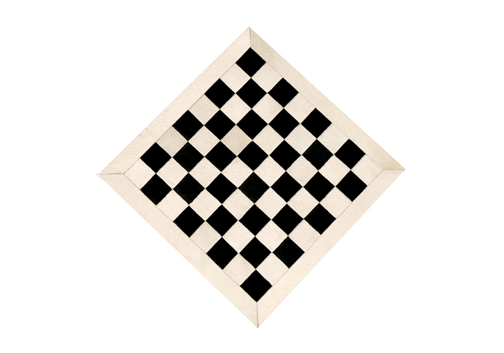 JS#14505--FLAT LEATHER B & W BOARD WITH HAIRED LEATHER
