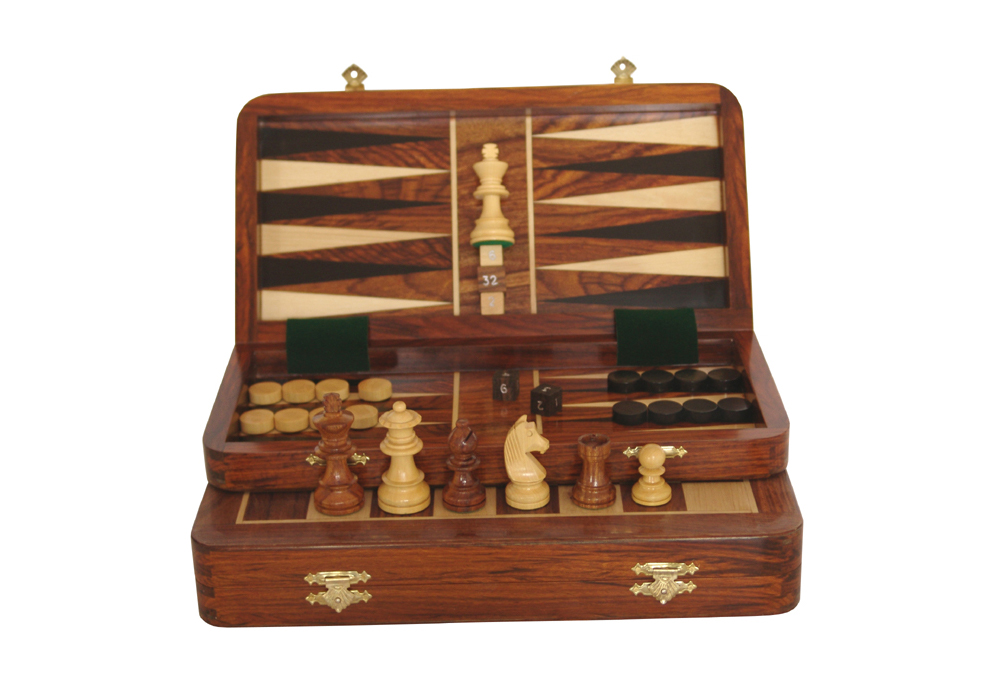 JS#14007--CHESS & BACKGAMMON FOLDING SET 2 in 1
