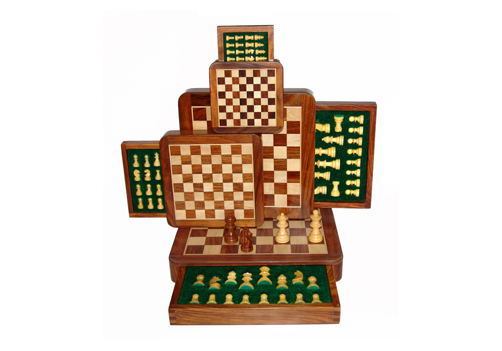 JS#14012--SQUARE MAGNETIC CHESS DRAWER TYPE WITH FOAM TRAY