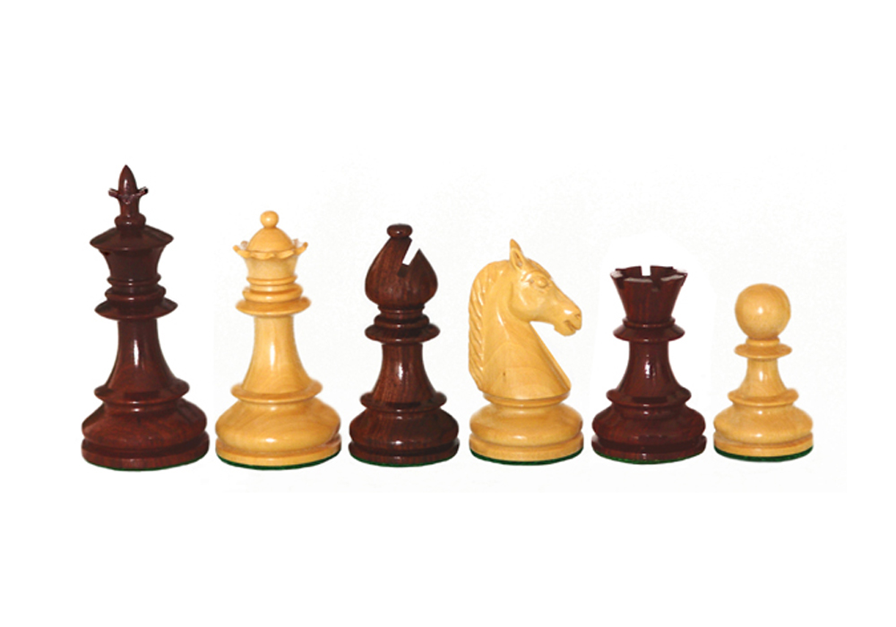 JS#10002--Traditional Chess Set Rose Wood & Boxwood Felted King Size -- 88 Mm / 3.50"