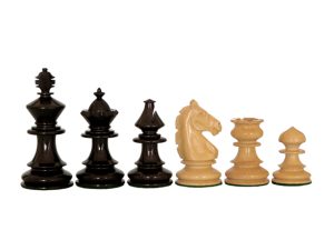JS#10004--Superb Chess Set Ebony Wood & Boxwood Felted King Size -- 88 Mm / 3.50" Base Dia -- 42 Mm