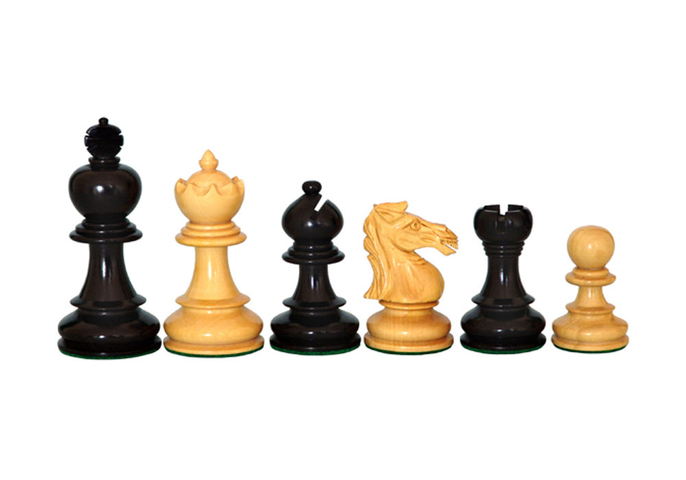 JS#10005--Floral Chess Set Black Colour & Boxwood Felted King Size -- 88 Mm / 3.50" Base Dia -- 42 Mm