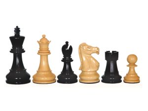 JS#10007--Executive Chess Set Ebony Wood & Boxwood Felted King Size -- 95 Mm / 3.75" Base Dia -- 42 Mm