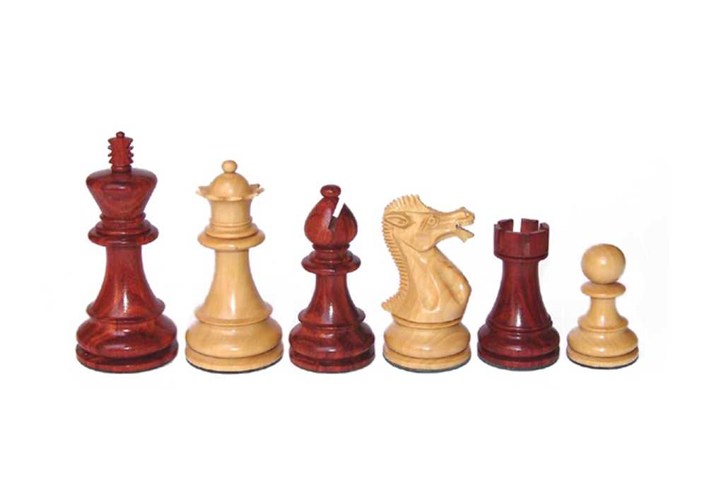 JS#10008--Supreme Chess Set Rose Wood & Boxwood Felted King Size -- 100 Mm / 4.00" Base Dia -- 46 Mm