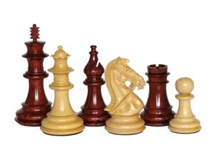 JS#10015--Professional Staunton Chess Set Red Sandal & Boxwood King Size -- 100 Mm / 4.00" Base Dia -- 47 Mm