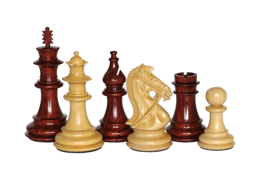 JS#10015--Professional Staunton Chess Set Red Sandal & Boxwood King Size -- 100 Mm / 4.00" Base Dia -- 47 Mm