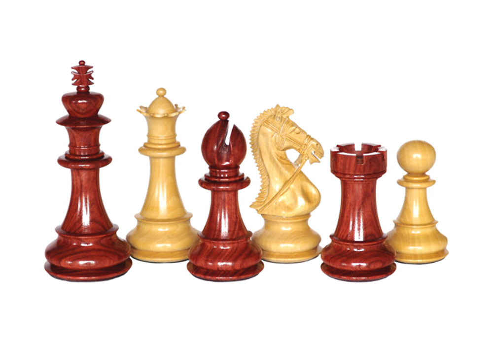 JS#10018--Premium Chess Set Red Sandal & Boxwood King Size -- 115 Mm / 4.50" Base Dia -- 50 Mm