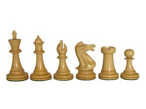 JS#10020--Novel Chess Set Boxwood King Size -- 100 Mm / 4.00" Base Dia -- 47 Mm
