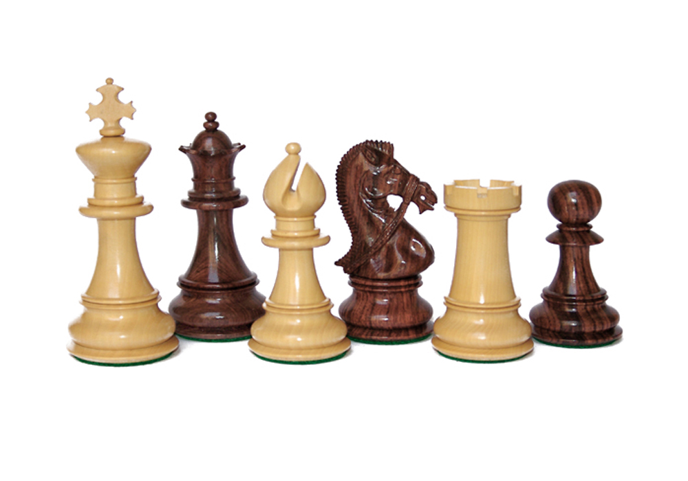 JS#10023--Exclusive Chess Set Rosewood & Boxwood King Size -- 115 Mm / 4.50" Base Dia -- 50 Mm
