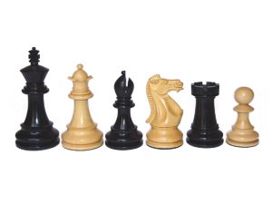 JS#10021--Royal Chess Set Black Colour & Boxwood King Size -- 100 Mm / 4.00" Base Dia -- 47 Mm