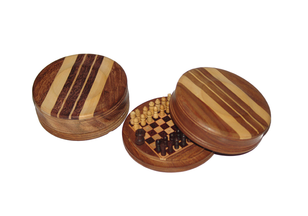 Round Travelling Chess Box-JS#13503