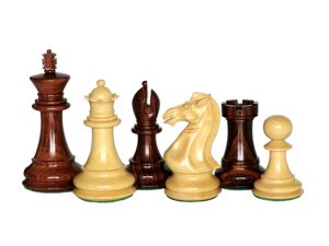 JS#10001--Popular Chess Set Rose Wood & Boxwood Felted King Size -- 100 Mm / 4.00" Base Dia -- 47 Mm