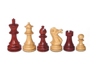 JS#10008--Supreme Chess Set Rose Wood & Boxwood Felted King Size -- 100 Mm / 4.00" Base Dia -- 46 Mm